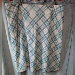 Talbots Blue and Gray Plaid A-Line Skirt